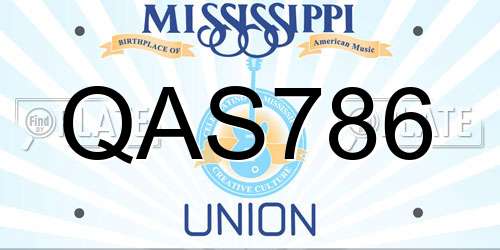 QAS786 Mississippi License Plate