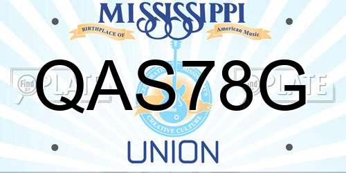 QAS78G Mississippi License Plate