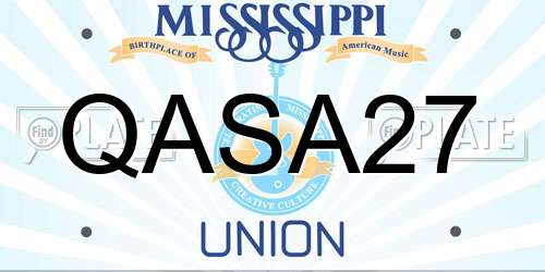 QASA27 Mississippi License Plate