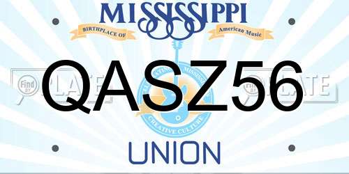 QASZ56 Mississippi License Plate