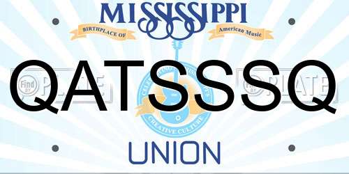 QATSSSQ Mississippi License Plate