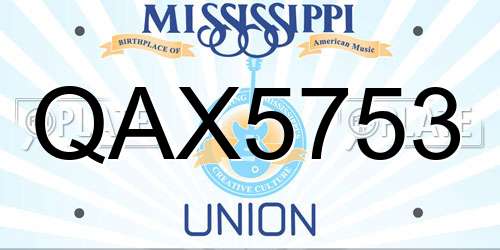 QAX5753 Mississippi License Plate