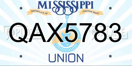 QAX5783 Mississippi License Plate