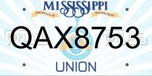 QAX8753 Mississippi License Plate