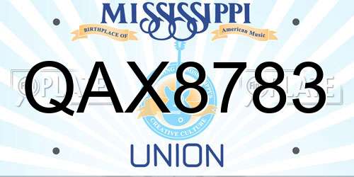 QAX8783 Mississippi License Plate