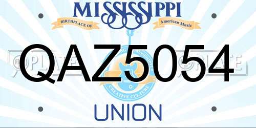 QAZ5054 Mississippi License Plate