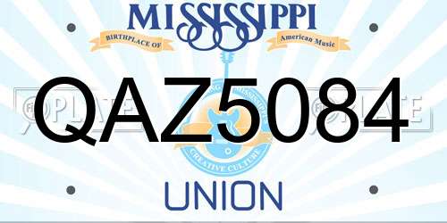 QAZ5084 Mississippi License Plate