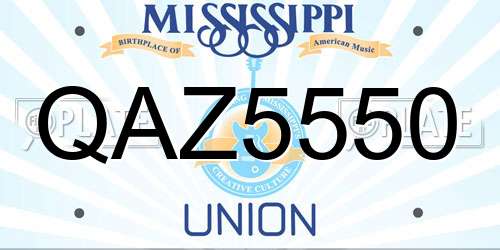 QAZ5550 Mississippi License Plate