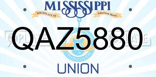QAZ5880 Mississippi License Plate