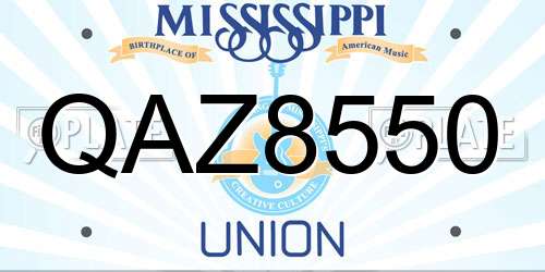 QAZ8550 Mississippi License Plate