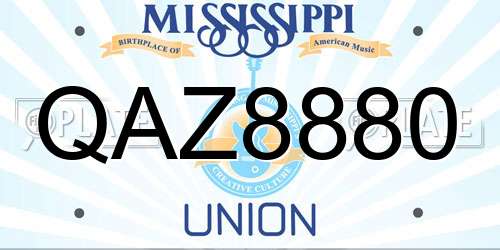 QAZ8880 Mississippi License Plate