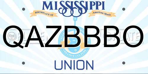 QAZBBBO Mississippi License Plate