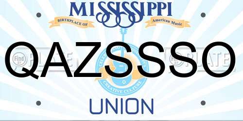 QAZSSSO Mississippi License Plate
