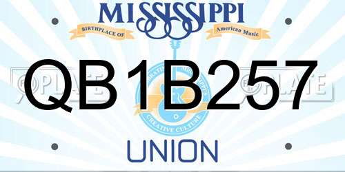 QB1B257 Mississippi License Plate