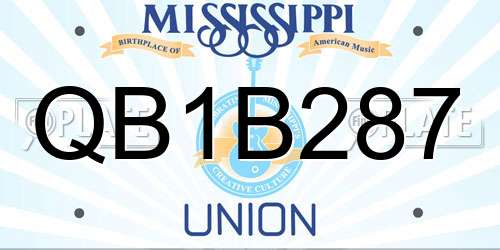 QB1B287 Mississippi License Plate