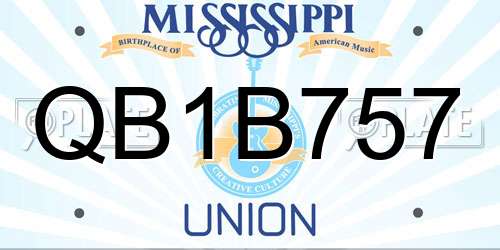 QB1B757 Mississippi License Plate