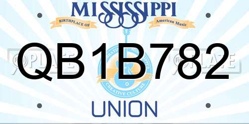 QB1B782 Mississippi License Plate