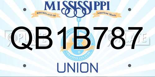 QB1B787 Mississippi License Plate