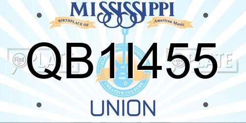 QB1I455 Mississippi License Plate