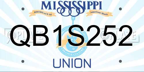 QB1S252 Mississippi License Plate