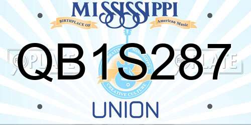 QB1S287 Mississippi License Plate
