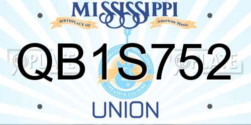 QB1S752 Mississippi License Plate