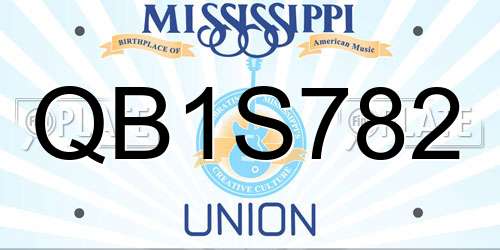 QB1S782 Mississippi License Plate