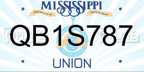 QB1S787 Mississippi License Plate