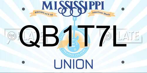 QB1T7L Mississippi License Plate