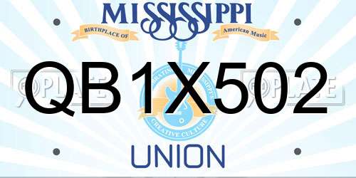QB1X502 Mississippi License Plate