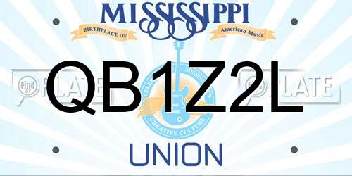 QB1Z2L Mississippi License Plate