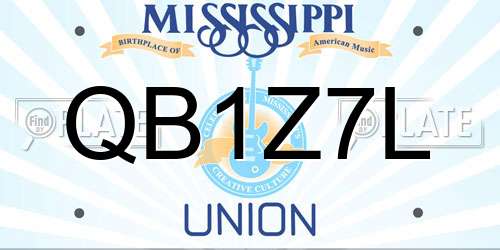 QB1Z7L Mississippi License Plate