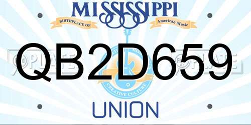 QB2D659 Mississippi License Plate