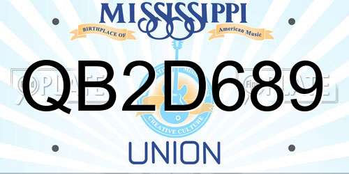 QB2D689 Mississippi License Plate