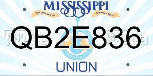 QB2E836 Mississippi License Plate