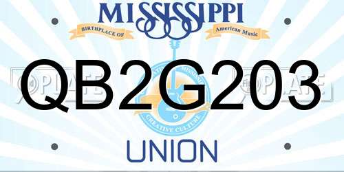 QB2G203 Mississippi License Plate