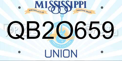 QB2O659 Mississippi License Plate