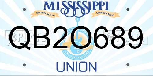 QB2O689 Mississippi License Plate