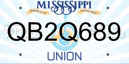 QB2Q689 Mississippi License Plate
