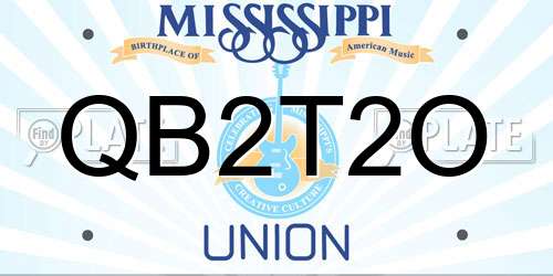 QB2T2O Mississippi License Plate