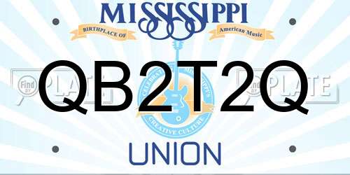 QB2T2Q Mississippi License Plate
