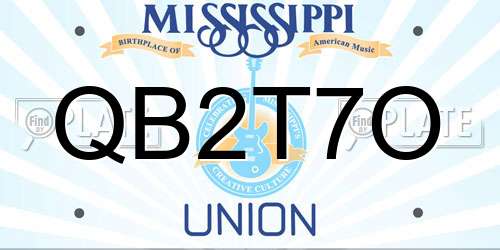 QB2T7O Mississippi License Plate