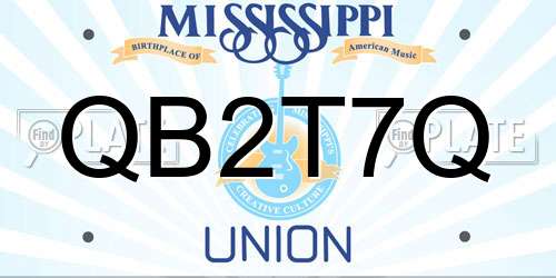 QB2T7Q Mississippi License Plate