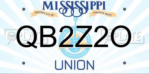 QB2Z2O Mississippi License Plate