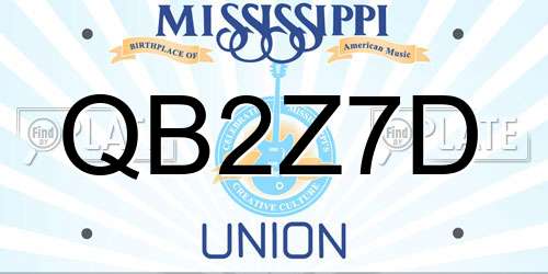 QB2Z7D Mississippi License Plate