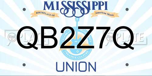 QB2Z7Q Mississippi License Plate
