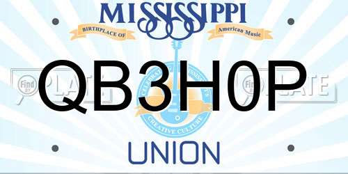 QB3H0P Mississippi License Plate