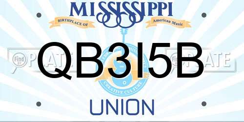 QB3I5B Mississippi License Plate