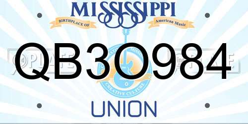QB3O984 Mississippi License Plate