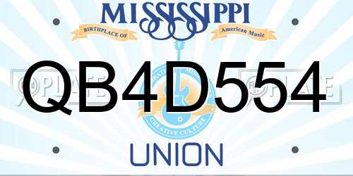 QB4D554 Mississippi License Plate
